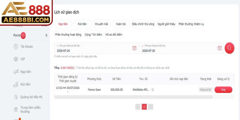 Mỗi lượt chuyển tiền phải tuân thủ đúng mức giới hạn quy định